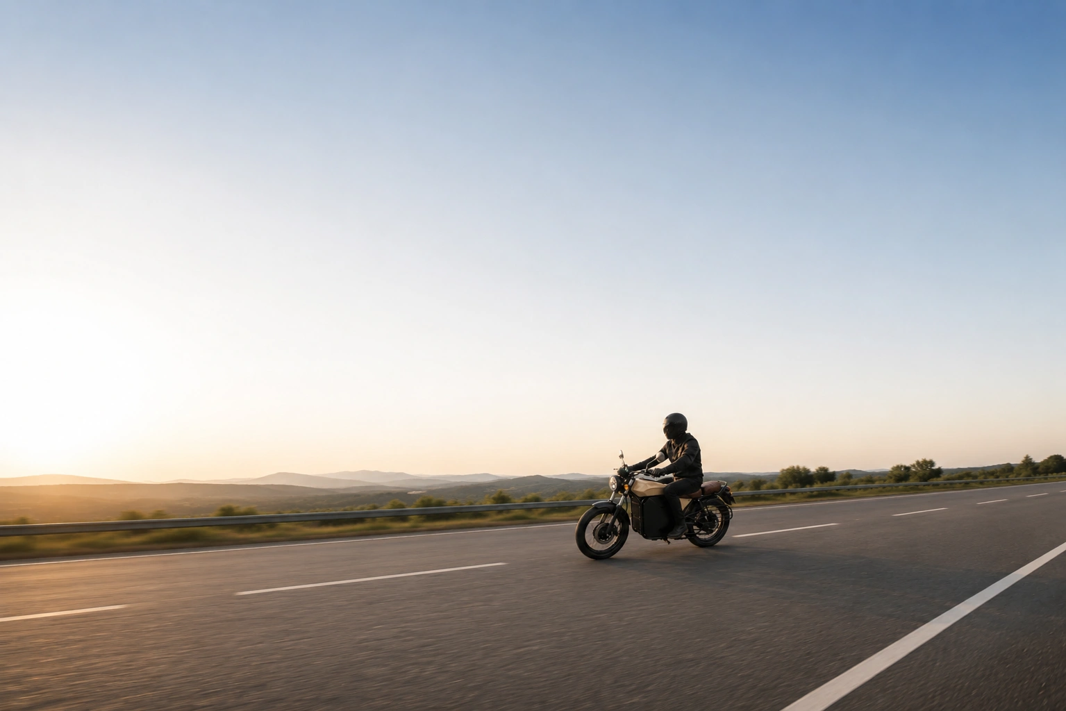 R21 riding at sunset